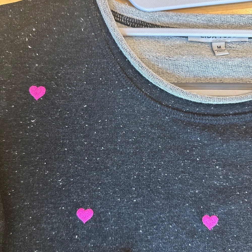 Lisa Todd Black with pink hearts sweater, M, CB2354 - Picture 3 of 4